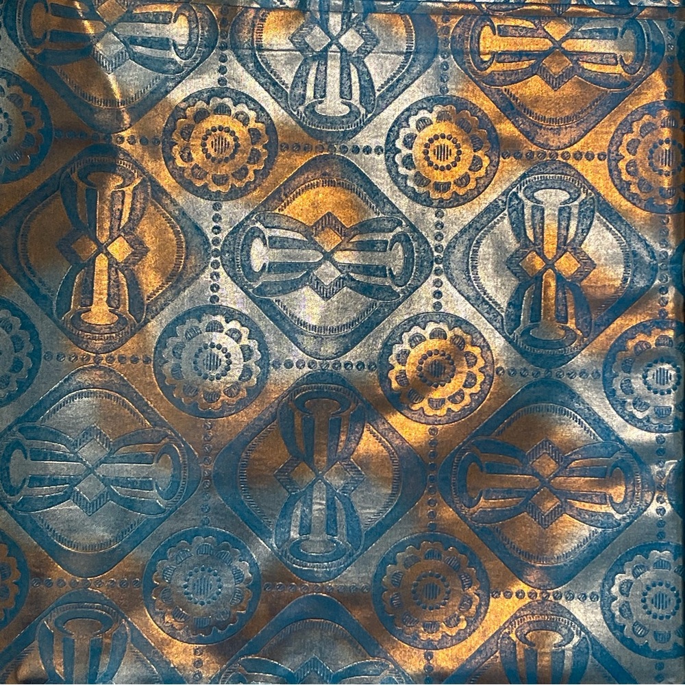 Metallic Blue Tie Dye Bohemian Bazin Fabric View 3